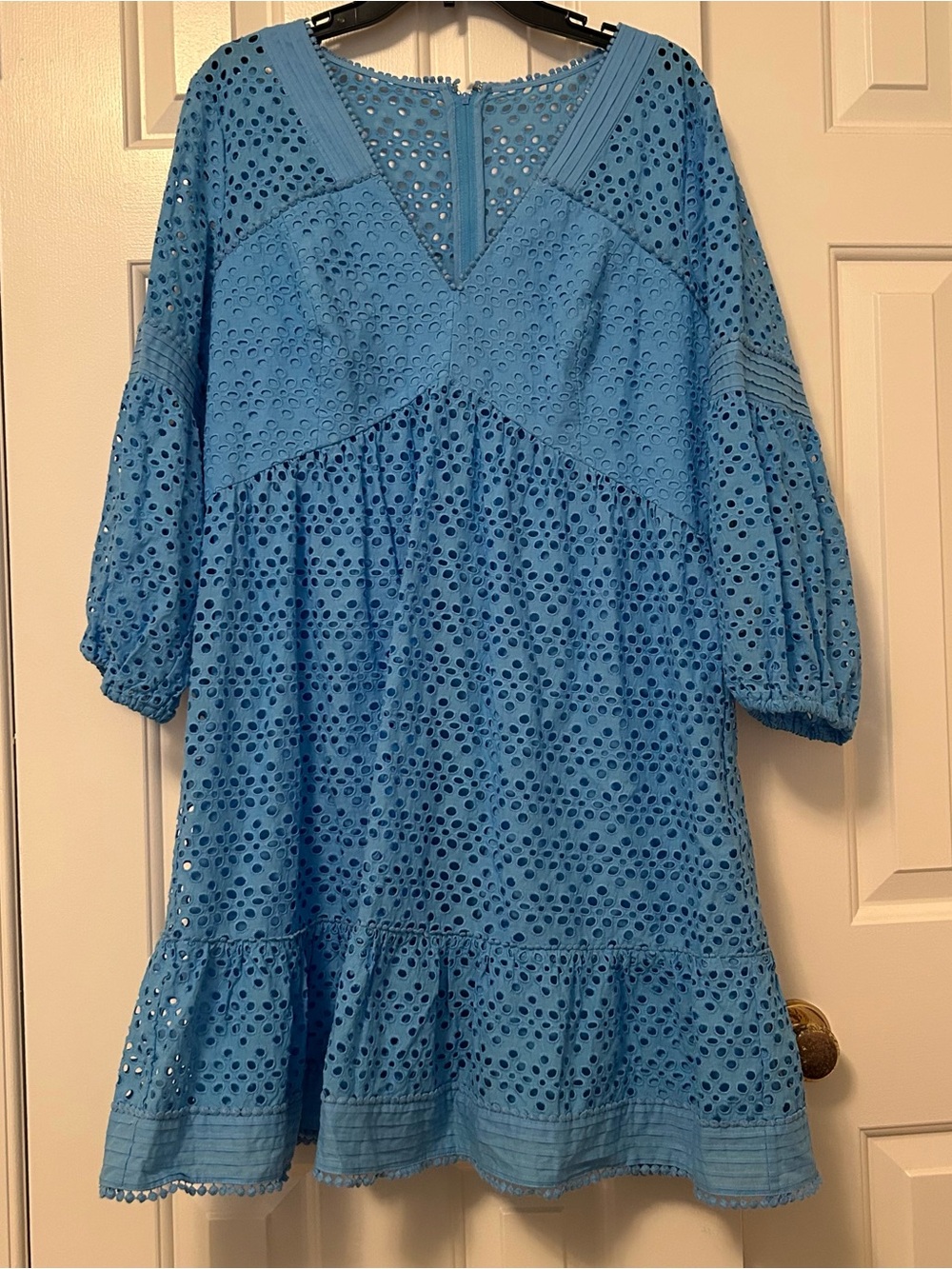 Lilly Pulitzer Lucinda Dress Zanzibar Blue Tideline Eyelet Lined Size 14
